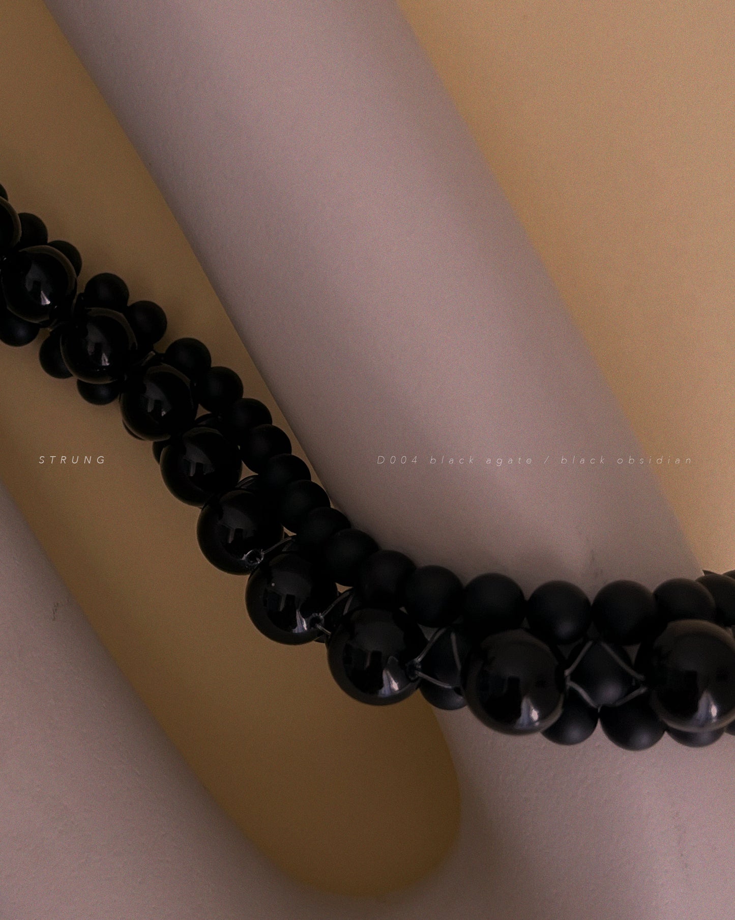 STRUNG D004 - black matte agate / black obsidian