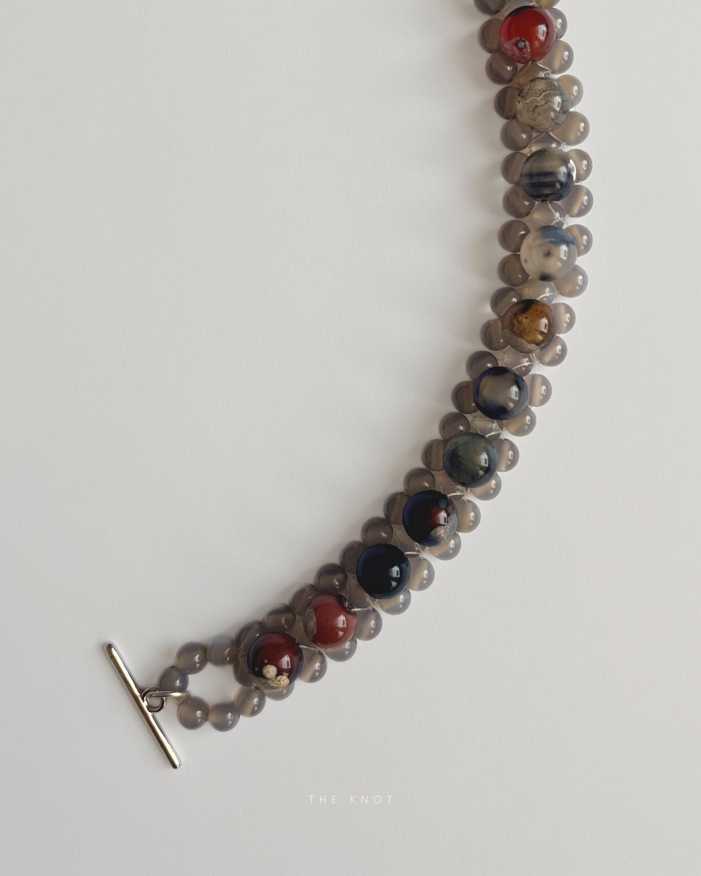STRUNG D012 - fire lace agate / grey agate