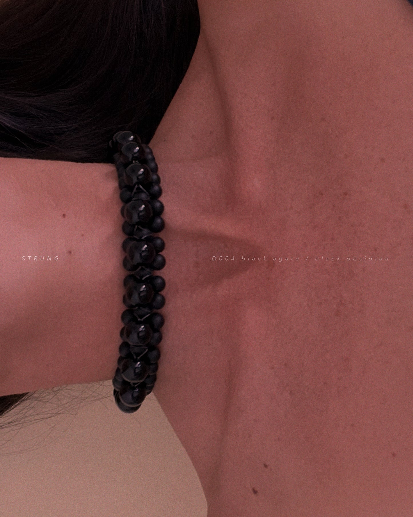 STRUNG D004 - black matte agate / black obsidian