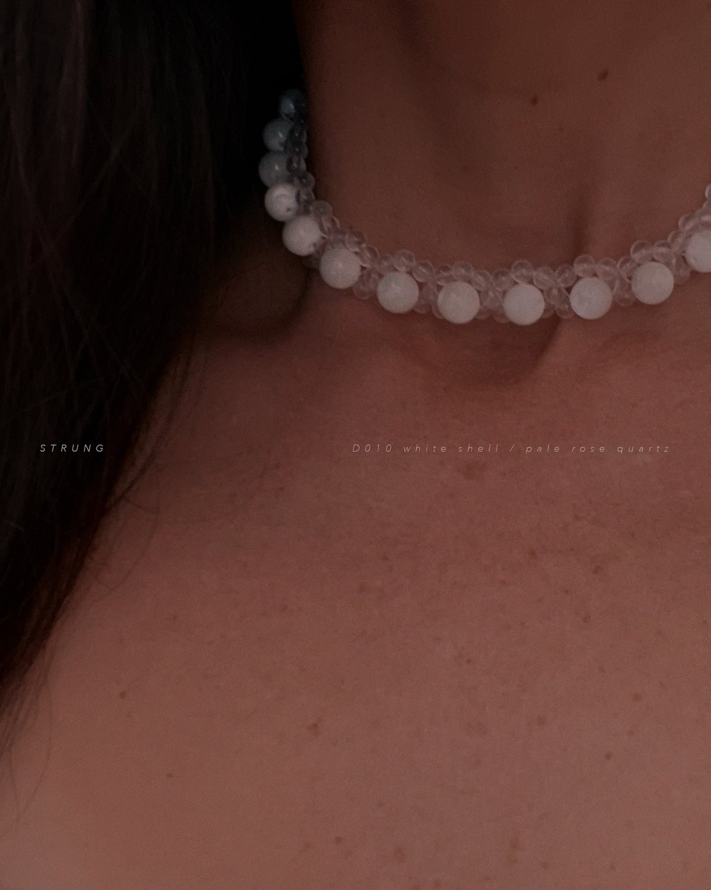 STRUNG D010 mini - pale rose quartz / white shell
