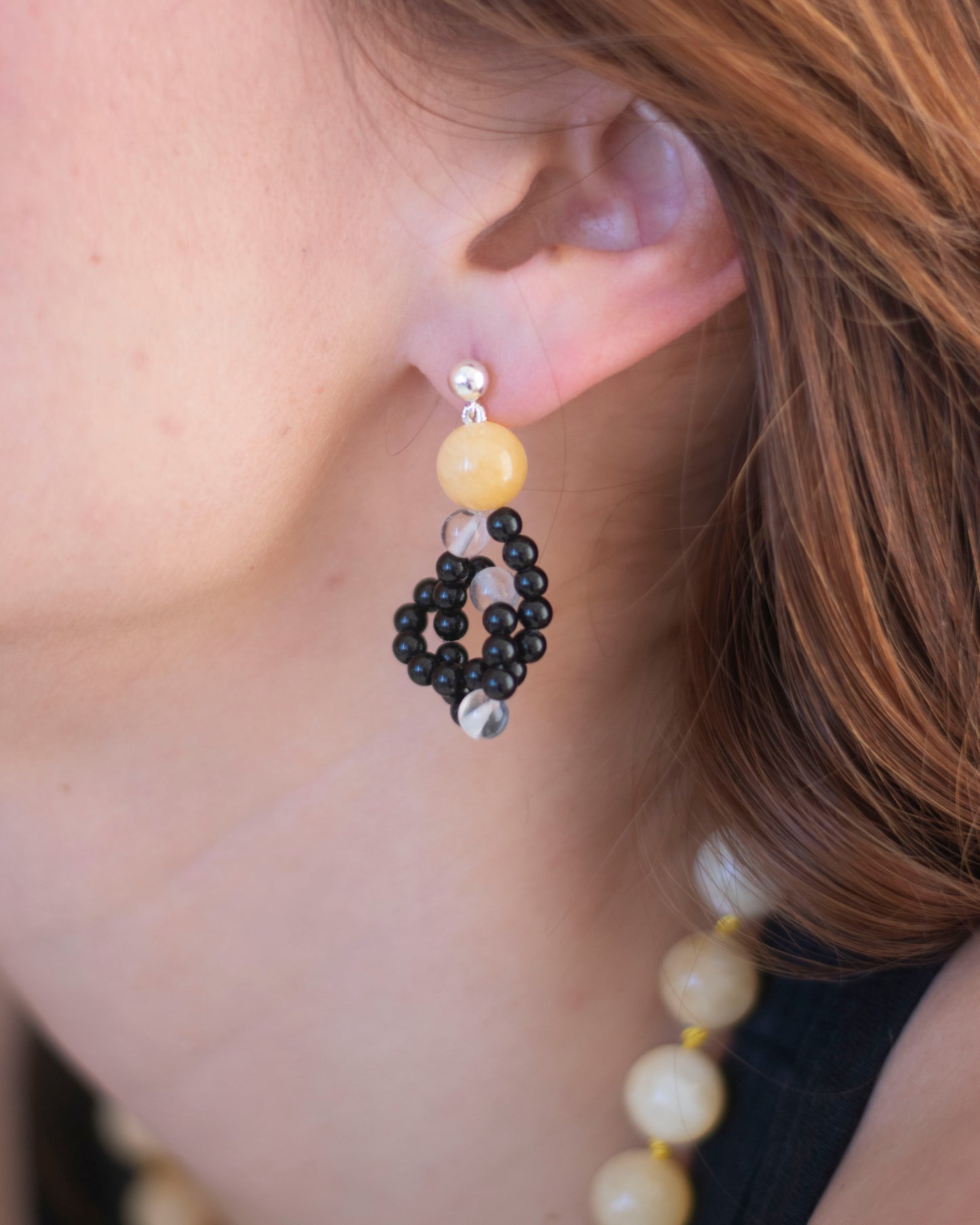 CIRCUIT 001 - honey jade / onyx / crystal quartz