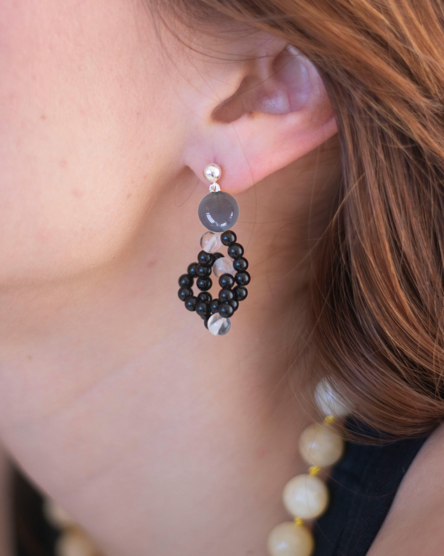 CIRCUIT 002 - grey agate / onyx / crystal quartz