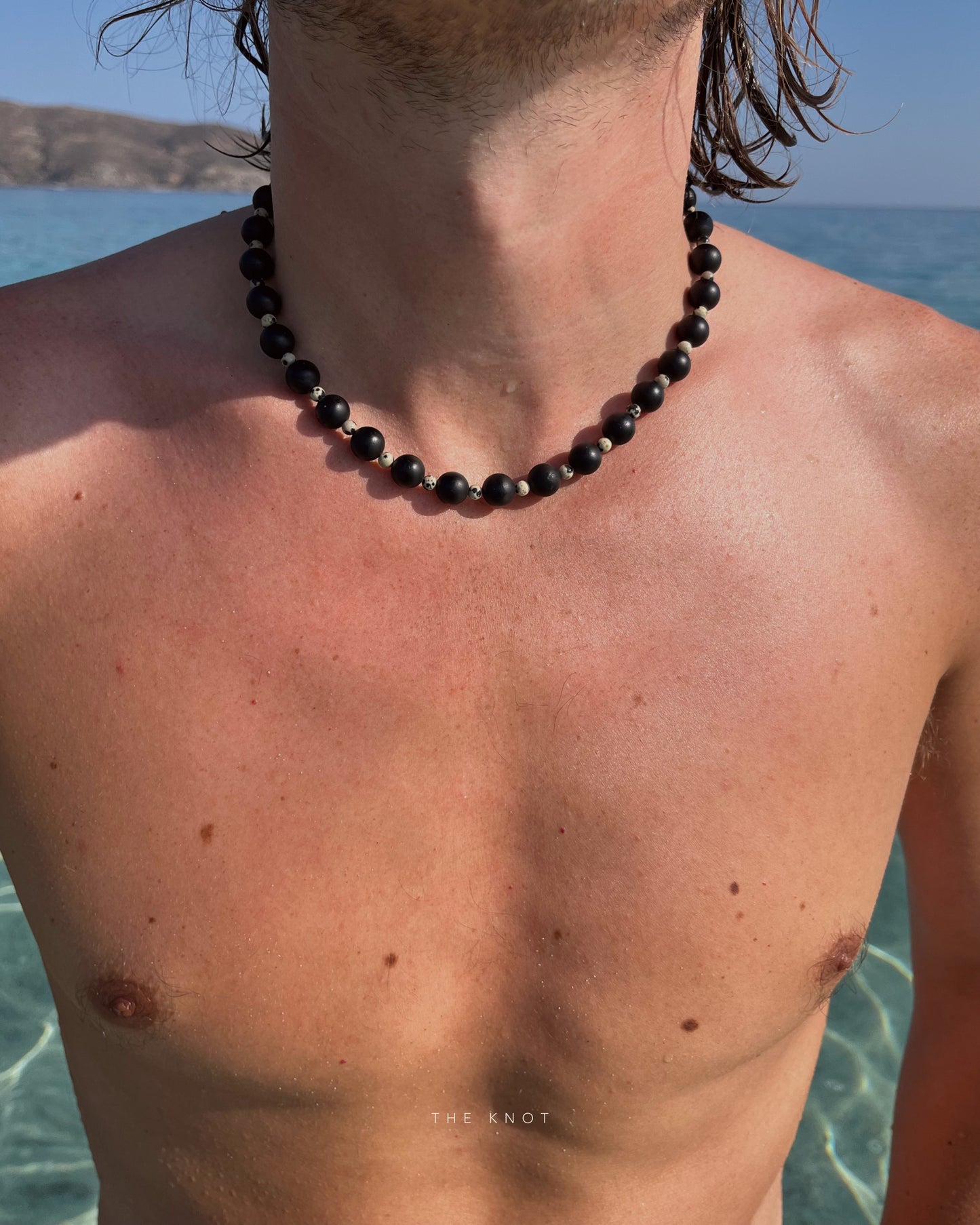 STRUNG TERRA007 - black matte agate / dalmatian jasper