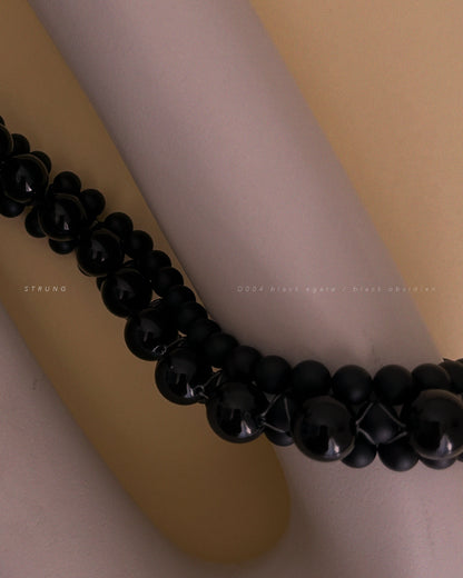 STRUNG D004 - black matte agate / black obsidian