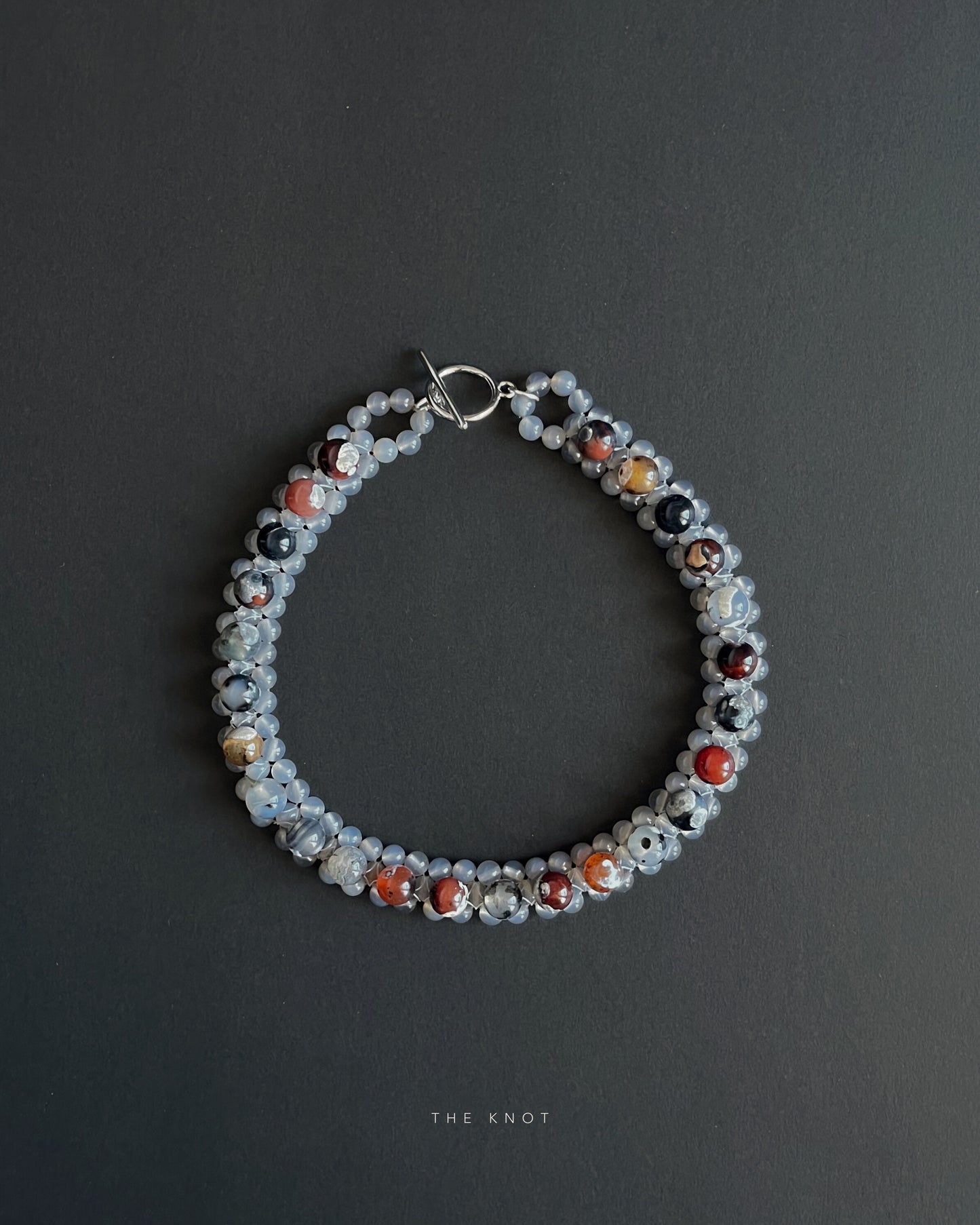 STRUNG D012 - fire lace agate / grey agate