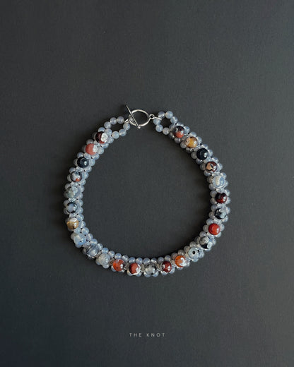 STRUNG D012 - fire lace agate / grey agate