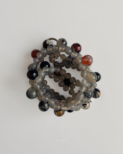 STRUNG D012 - fire lace agate / grey agate