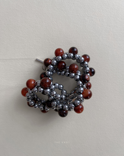 STRUNG D005 - silver hematite / red striped agate