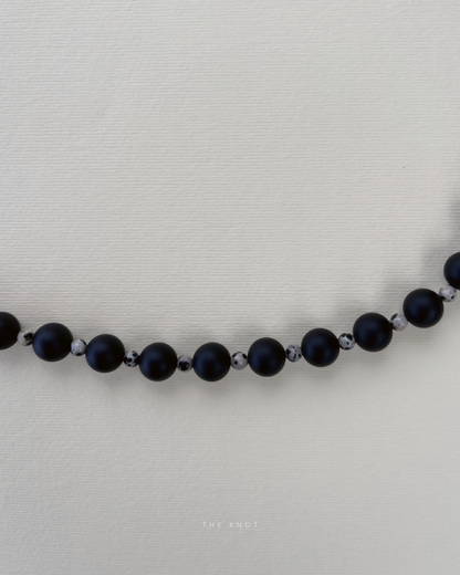 STRUNG TERRA007 - black matte agate / dalmatian jasper