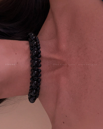 STRUNG D004 - black matte agate / black obsidian