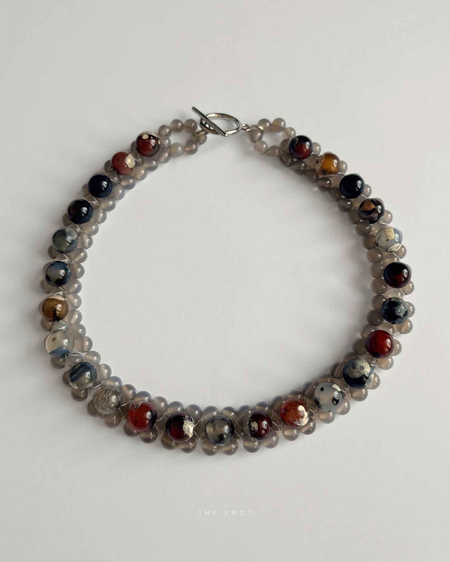 STRUNG D012 - fire lace agate / grey agate