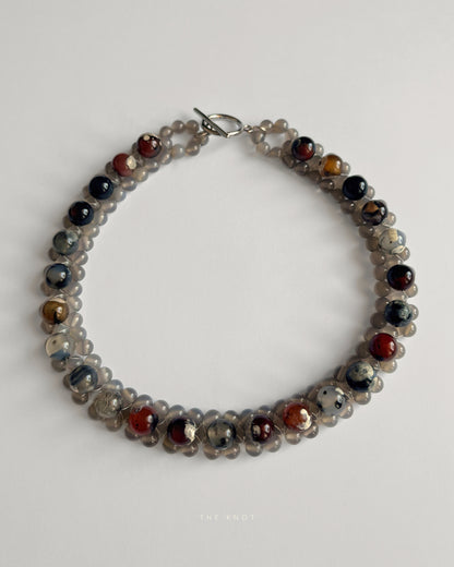 STRUNG D012 - fire lace agate / grey agate