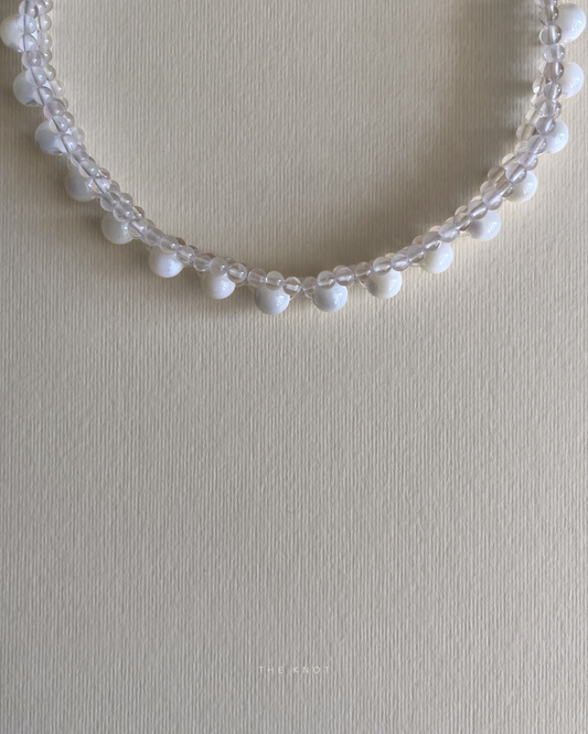 STRUNG D010 mini - pale rose quartz / white shell