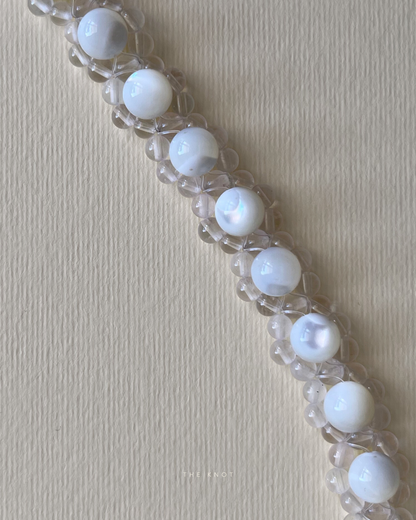 STRUNG D010 mini - pale rose quartz / white shell