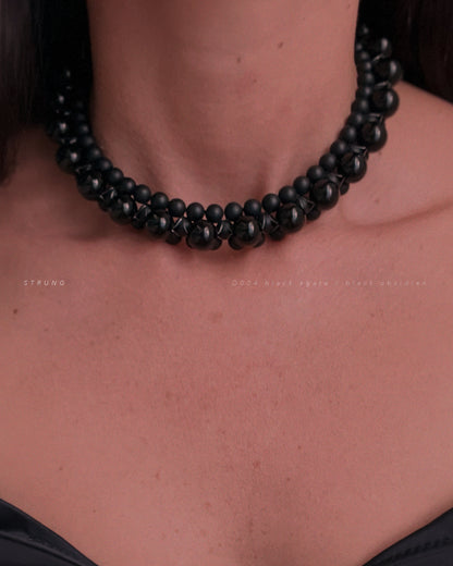 STRUNG D004 - black matte agate / black obsidian