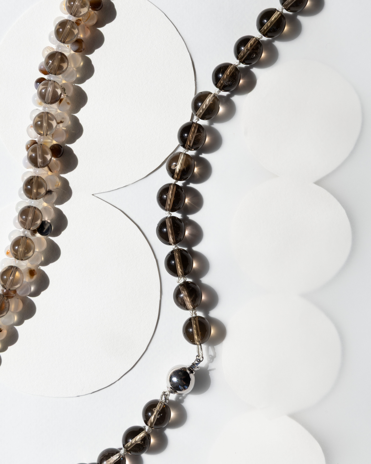 BEAT005 - smoky quartz / off-white silk