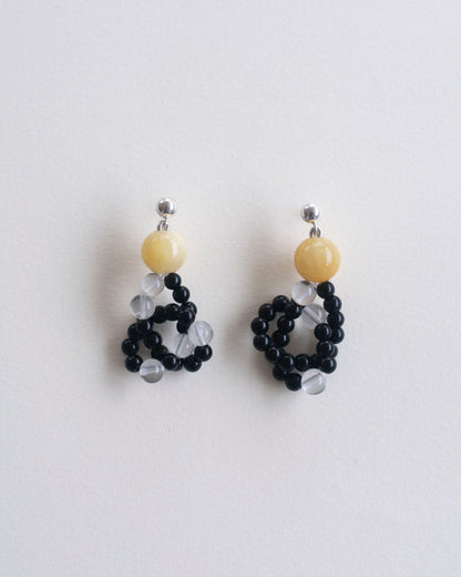 CIRCUIT 001 - honey jade / onyx / crystal quartz