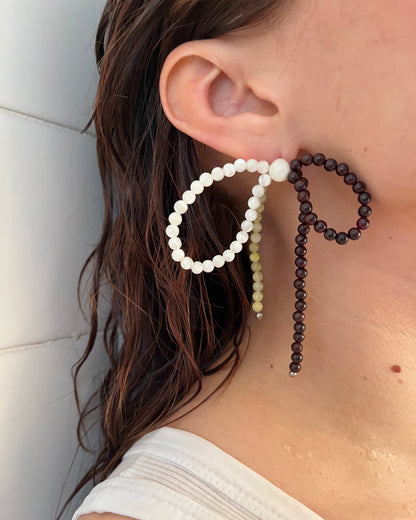 (K)NOT A BOW 002 - mother of pearl / garnet / lemon jasper
