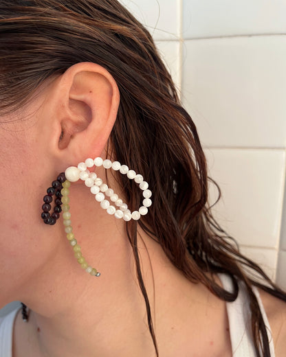 (K)NOT A BOW 002 - mother of pearl / garnet / lemon jasper