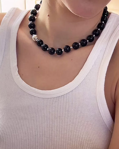 BEAT002 - onyx / off-white silk
