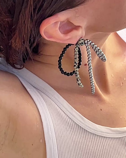 (K)NOT A BOW 001 - onyx / hematite / dalmatian jasper