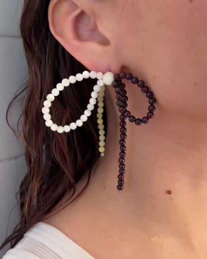 (K)NOT A BOW 002 - mother of pearl / garnet / lemon jasper